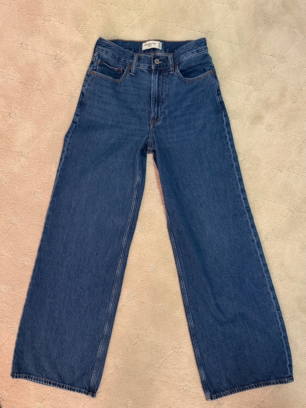 Abercrombie & Fitch Dark Blue High-Rise Wide Leg Jeans